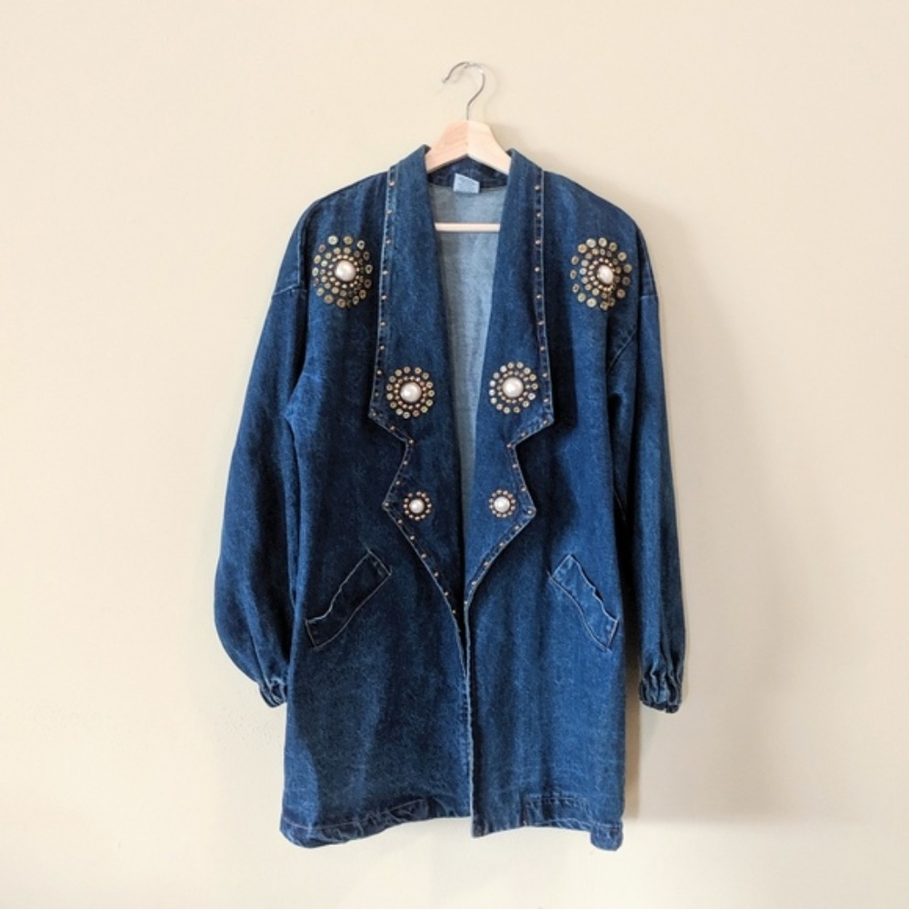 Vintage Western Style Denim Duster Size Large